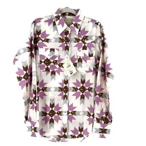 Cowboygirl Jenna Paulette Women's Patchwork Pearl Snap Western Shirt L Pink NEW